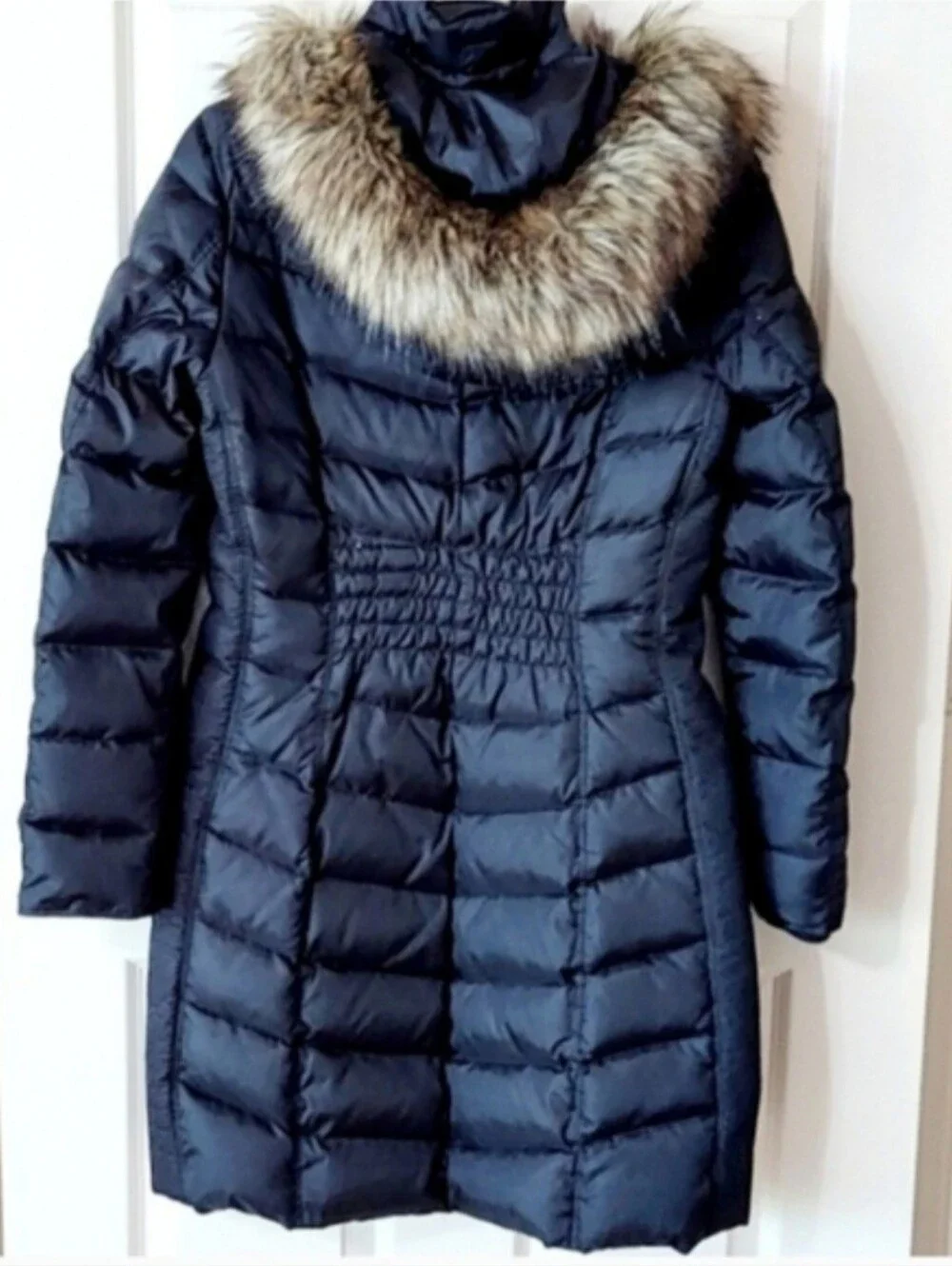 Michael Kors Women's Puffer Long Jacket With Removable Trim Hood SZ XS